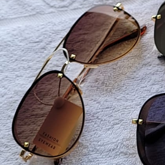 MIRROR SUNGLASSES WOMEN GOLDEN FEMALE METAL FRAME - Picture 3 of 3